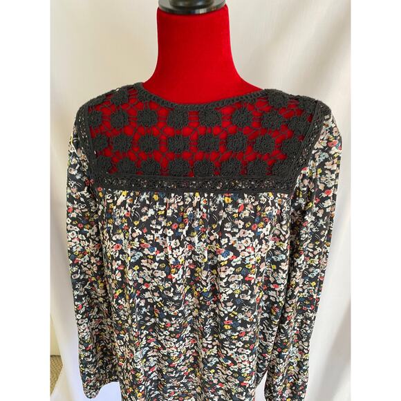 Caslon plus size 2x LS floral tunic top with lace bodice BOHO peasant NWOT - Picture 1 of 5
